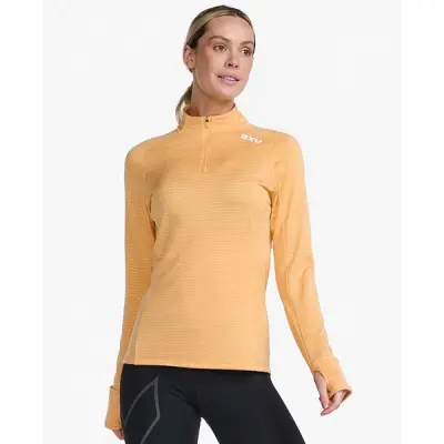 2XU Ignition 1/4 Zip Women Peach/White Reflective