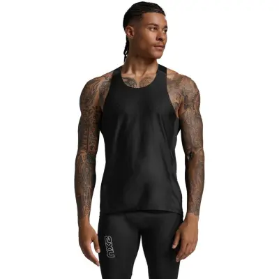 2XU Light Speed React Singlet M T-shirt Black/Black Reflective, L
