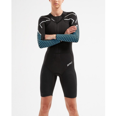 2XU Pro-Swim Run SR1 Wetsuit Women  Black/Aquarius Teal Print
