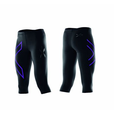3/4 Comp Tights-W, Black/Purple Lacquer Logo, Mt,  2xu
