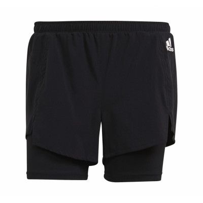 W 2in1 Sho, Black/White, S,  Träningsshorts