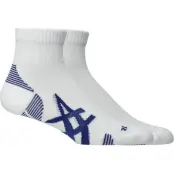 Asics 2 Pack Cushioned Run Quarter Sock Brilliant White/Asics Blue - L