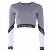 Alary Cropped Long Sleeve Shir, Monument-Black-Bright White, L,  Fila Dam