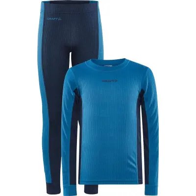 Craft Core Dry Baselayer Set Junior Underställ Set Whale/Blaze, 122/128