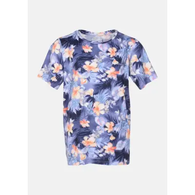 Fusion Tee Jr, Flower Aop/Navy, 120,  T-Shirts