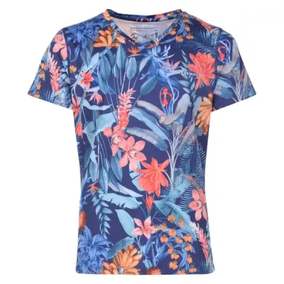 Fusion Tee Jr, Navy/Orange, 120,  Löpar-T-Shirts