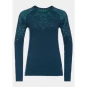 Odlo W Crew Neck L/S Kinship P, Blue Wing Teal Melange, M,  Funktionsunderställ