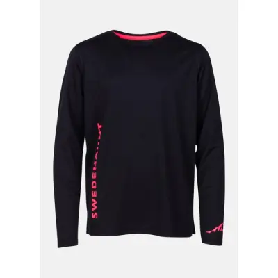 Strömstad L/S Tee Jr, Black/Hot Pink, 120,  Löparkläder