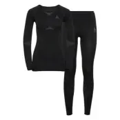 W Set Long Performance Evoluti, Black - Odlo Graphite Grey, M,  Funktionsunderställ