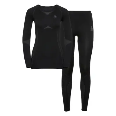 W Set Long Performance Evoluti, Black - Odlo Graphite Grey, M,  Funktionsunderställ