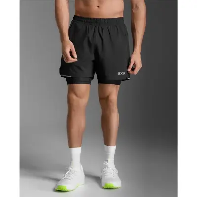 2XU Aero Mesh 2-In-1 5 Inch Shorts Black/Silver Reflective