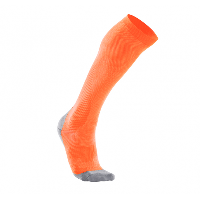 Comp Perform. Run Sock-M, Fluro Orange/Limestone Grey, L,  2xu