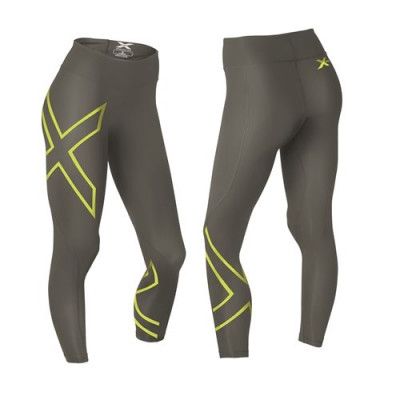 2XU Mid-Rise Compression Tights-W Slate/Lime