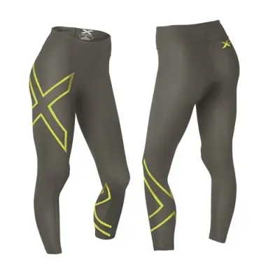2XU Mid-Rise Compression Tights-W Slate/Lime