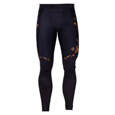 A400 Mens Long Tights, Black/Gold, L,  Skins