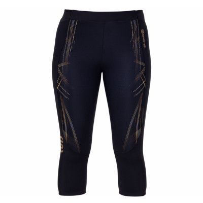A400 Womens 3/4 Tights, Black/Gold, Xs,  Skins