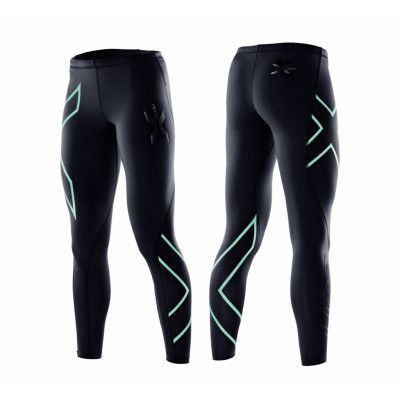 Comp Tights-W, Black/Ice Green Logo, L,  2xu
