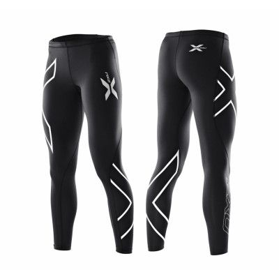 Comp Tights-W, Black/Silver Logo, L,  2xu