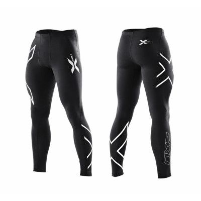 Compression Tights -M, Black/Silver Logo, L,  2xu