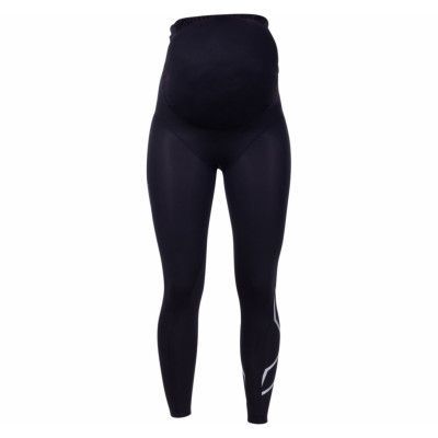 Prenatal Maternity Comp Tights, Black/Silver, S,  2xu