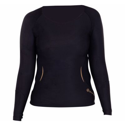 A400 Womens Top Long Sleeve, Black/Gold, Xs,  Skins