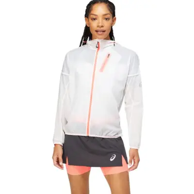 Asics Fujitrail Jacket Women Brilliant White/Blazing Coral
