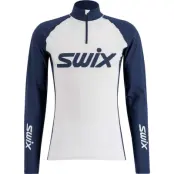Swix RaceX Dry Half Zip M Underställ Tröja Bright White/Dark Navy, L