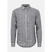 Cfanton 0071 Ls Bd Striped Lin, Dark Navy, M,  Långärmade Skjortor