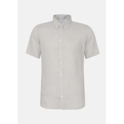 Cfanton 0071 Ss 100% Linen Shi, Chateau Gray, L,  Kortärmade Skjortor