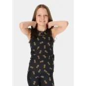 Gym Singlet Jr, Black Golden Pineapple, 130,  Toppar