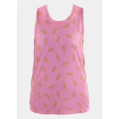 Gym Singlet Jr, Pink Golden Pineapple, 130,  Toppar