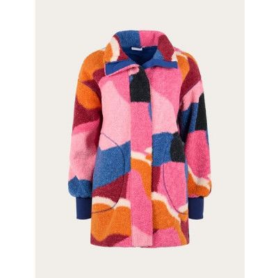 KnowledgeCotton Apparel Oversized Printed Teddy Zip - Grs/Vegan