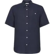 KnowledgeCotton Apparel Regular Linen SL Shirt Total Eclipse