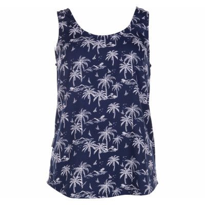 Sankt Claud Singlet W, Navy Palm, 36,  Strandkläder
