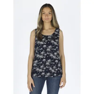 Sankt Claud Singlet W, Navy Palm, 36,  Strandkläder