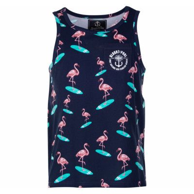 Tropical Singlet, Navy Surfing Flamingo, 2xl,  Strandkläder