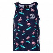 Tropical Singlet, Navy Surfing Flamingo, 3xl,  Strandkläder