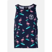 Tropical Singlet, Navy Surfing Flamingo, Xl, Strandkläder