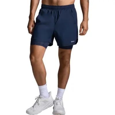 2XU Aero Mesh 2-in-1 5-inch Shorts Herr Blå L | Löparshorts