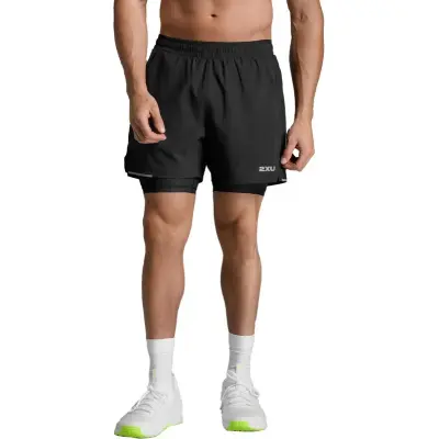 2XU Aero Mesh 2-in-1 5-inch Shorts Löparshorts Black/Silver Reflective, S