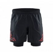 Trail Shorts 2-1 M, Black/Red, L,  Craft
