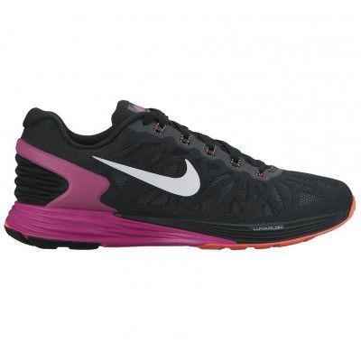 Wmns Nike Lunarglide 6, Black/White-Fchs Flash-Ht Lv, 42