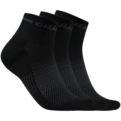 Craft Core Dry Mid Sock 3-pack Svart 34/36 | Löparstrumpor