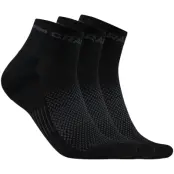 Craft Core Dry Mid Sock 3-pack Svart 40/42 | Löparstrumpor