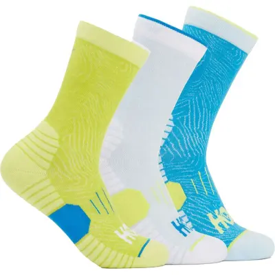 Hoka One One Crew Run Sock 3-Pack Löparstrumpor Celery Root/Pink Twilight/Oceanic, L
