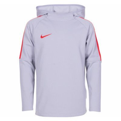 B Nk Dry Acdmy Hoodie Po, Wolf Grey/Lt Crimson/Lt Crimso, M,  Nike