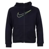 B Nk Dry Hoodie Fz Emb Leg, Black/Lime Blast, S,  Tröjor