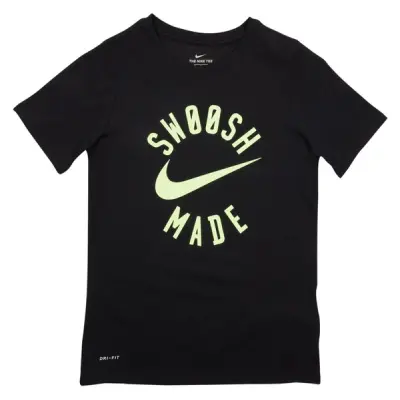 B Nk Dry Tee Ss Swoosh Made, Black/Ghost Green, L,  T-Shirts