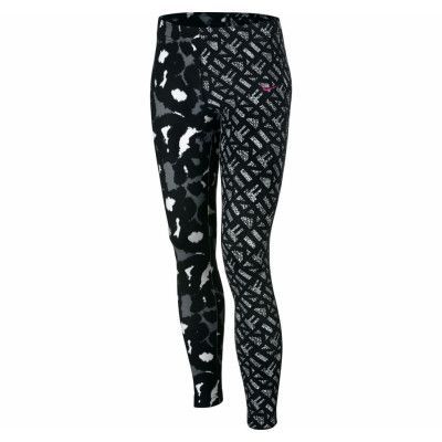 Leg-A-See Aop Cotton Tight Yth, Black/White/Vivid Pink, Xs,  Nike