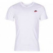 M Nsw Tee Club Embrd Ftra, White/University Red, L,  Nike